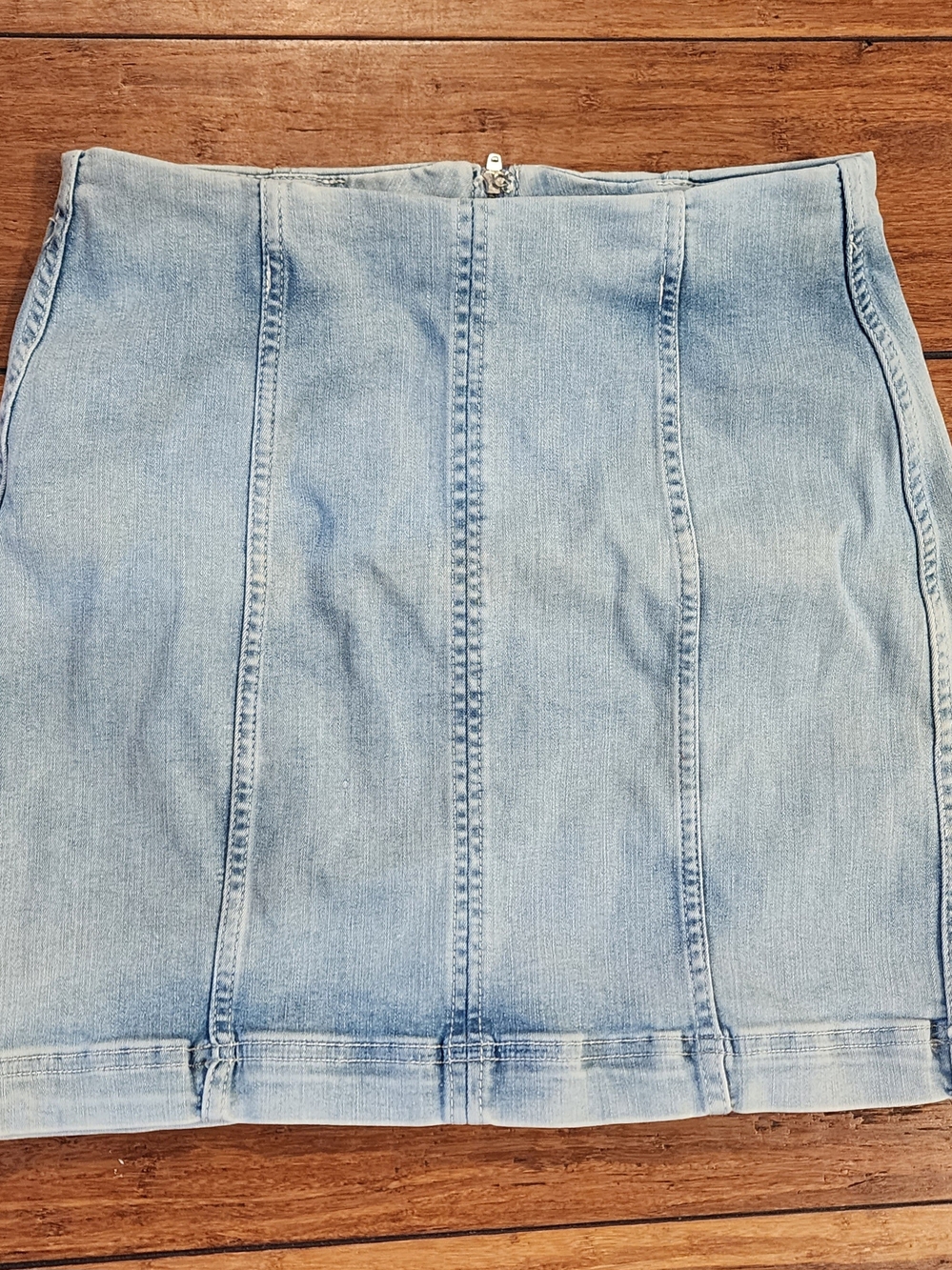 Free People Light Wash Denim Panel Mini Skirt